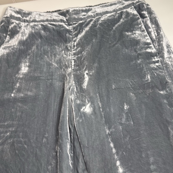 J Crew velvet wide leg pants.  Size 14. 25” inseam. Teal with gray undertones. - Picture 6 of 8